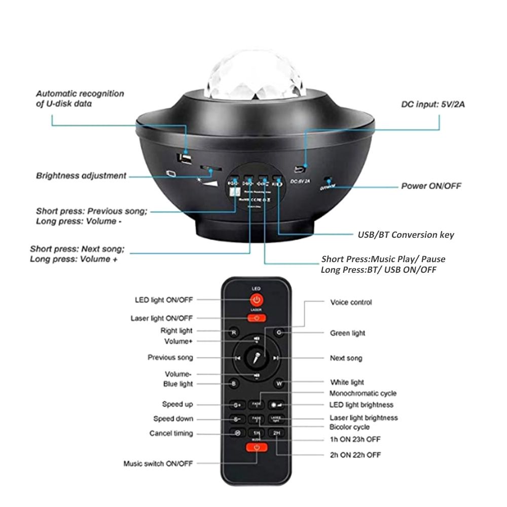 Starry Projector Light Led Night Lamp With Remote Control