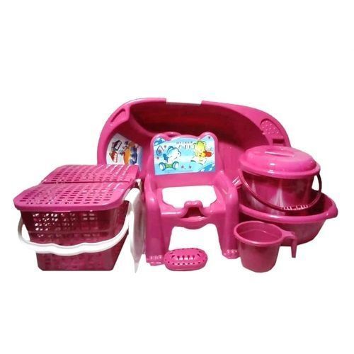 Baby Bath Set 7pcs - Pink+ Pop Up Baby Bed Net - Pink