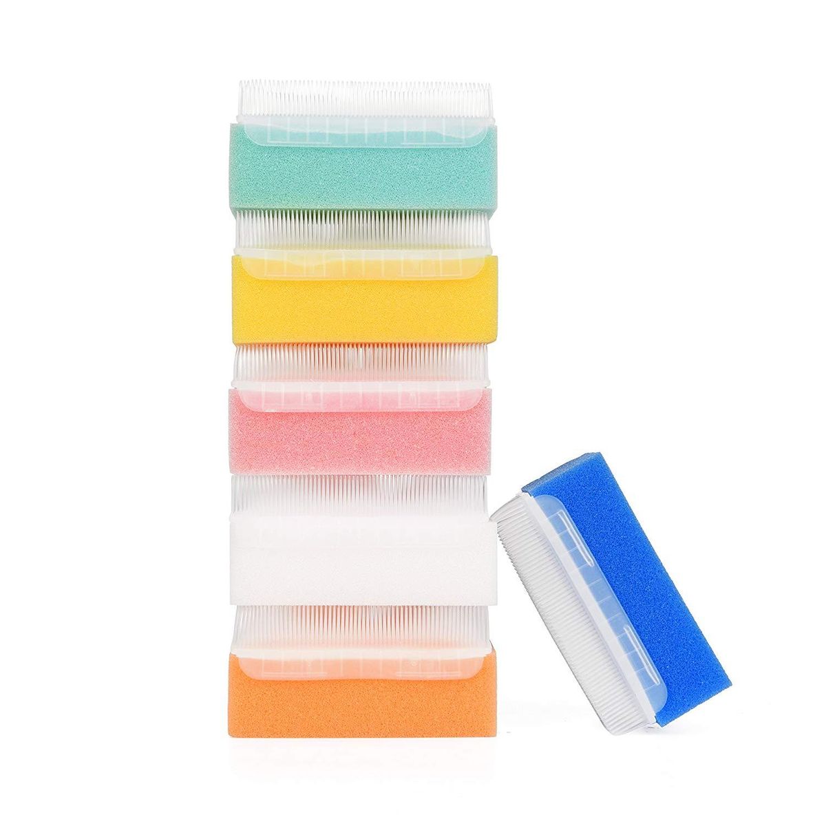 Baby Bath Sponge (6 Pieces) Soft Foam Washer with Cradle Cap Brush Body,Hair and Scalp Clean Gentle Baby Sensory Brush Bath Sponge Brush Multiple color