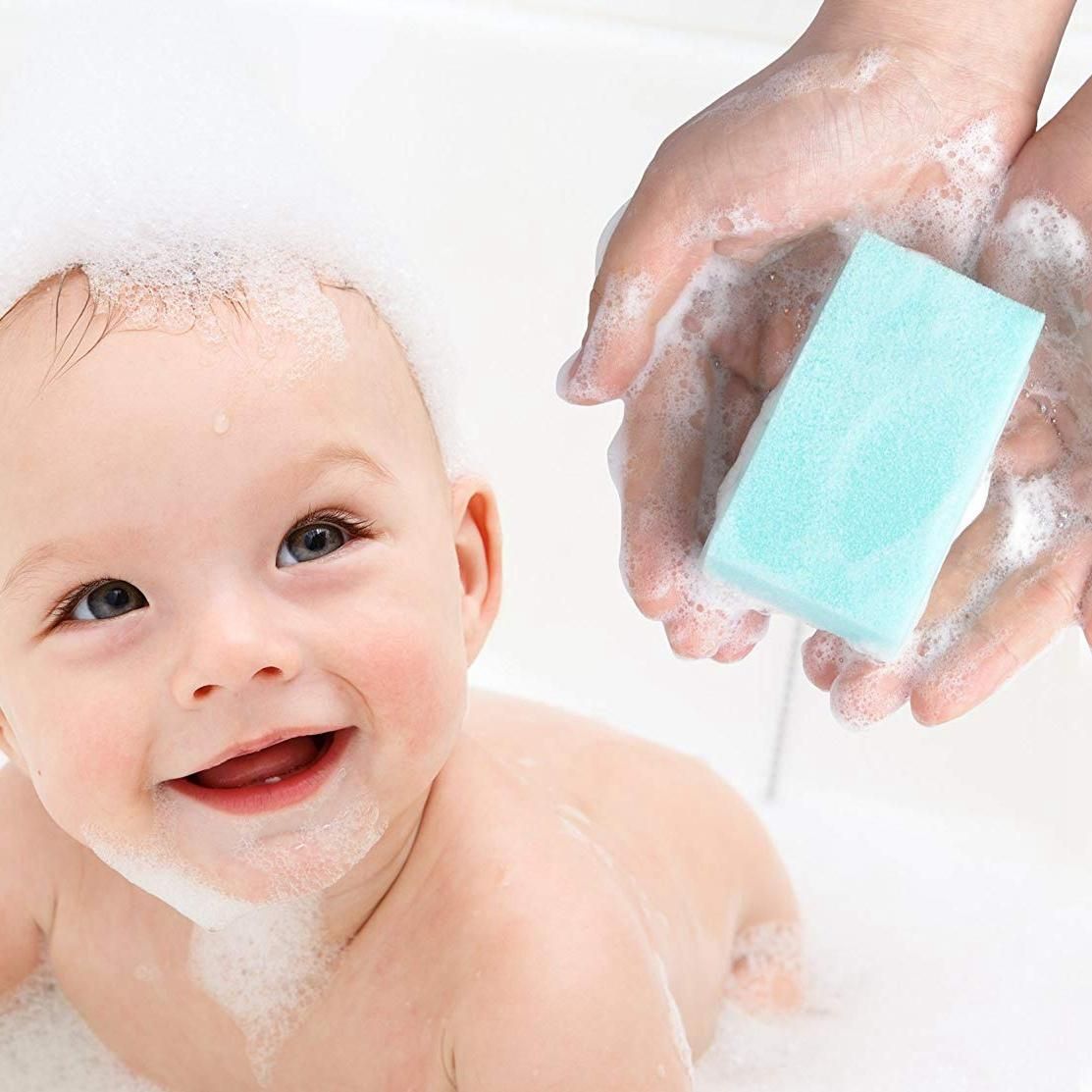 Baby Bath Sponge (6 Pieces) Soft Foam Washer with Cradle Cap Brush Body,Hair and Scalp Clean Gentle Baby Sensory Brush Bath Sponge Brush Multiple color
