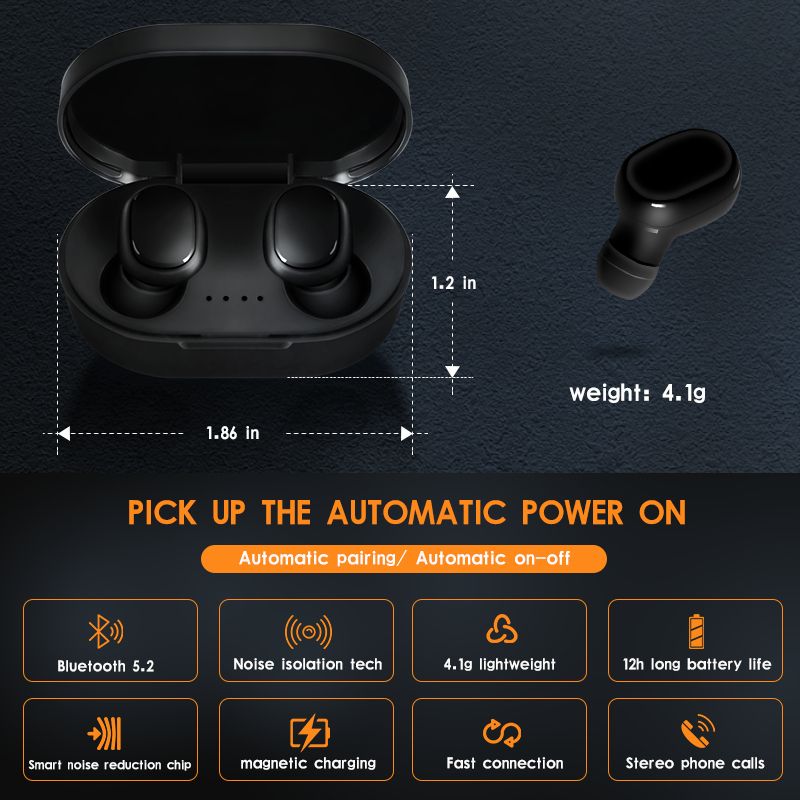 Wireless Earpods Bluetooth 5.2 Button Control Earbuds