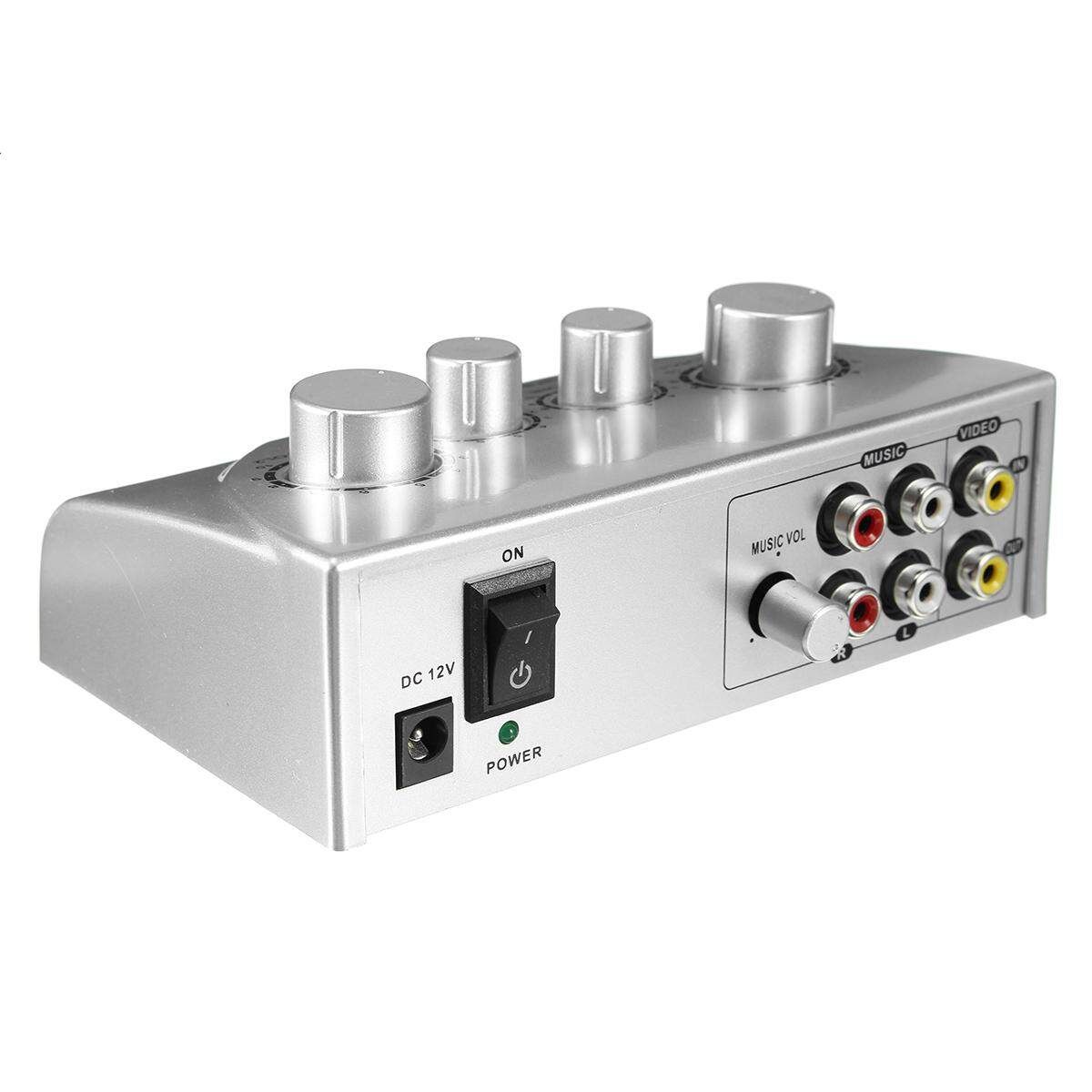 NKR Karaoke Sound Mixer Echo Dual Mic Inputs With Cable For Stage Home KTV 12V Silver Silver (silver)