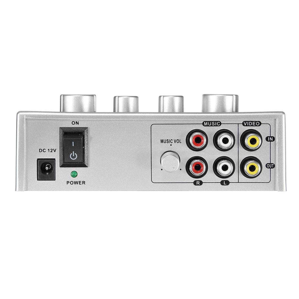 NKR Karaoke Sound Mixer Echo Dual Mic Inputs With Cable For Stage Home KTV 12V Silver Silver (silver)