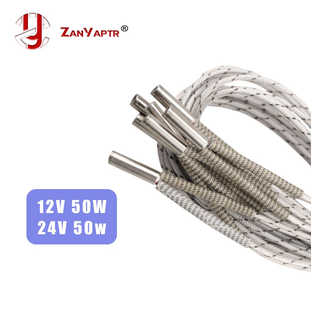 Heating Tube 6*20mm 12V 24V 50W Ceramic Cartridge Heater 1M