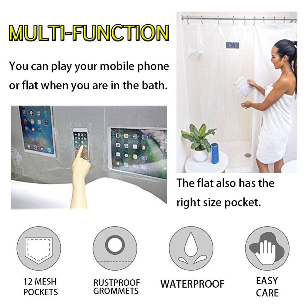 Curtain for Bathroom Shower Plastic Eva Transparent White