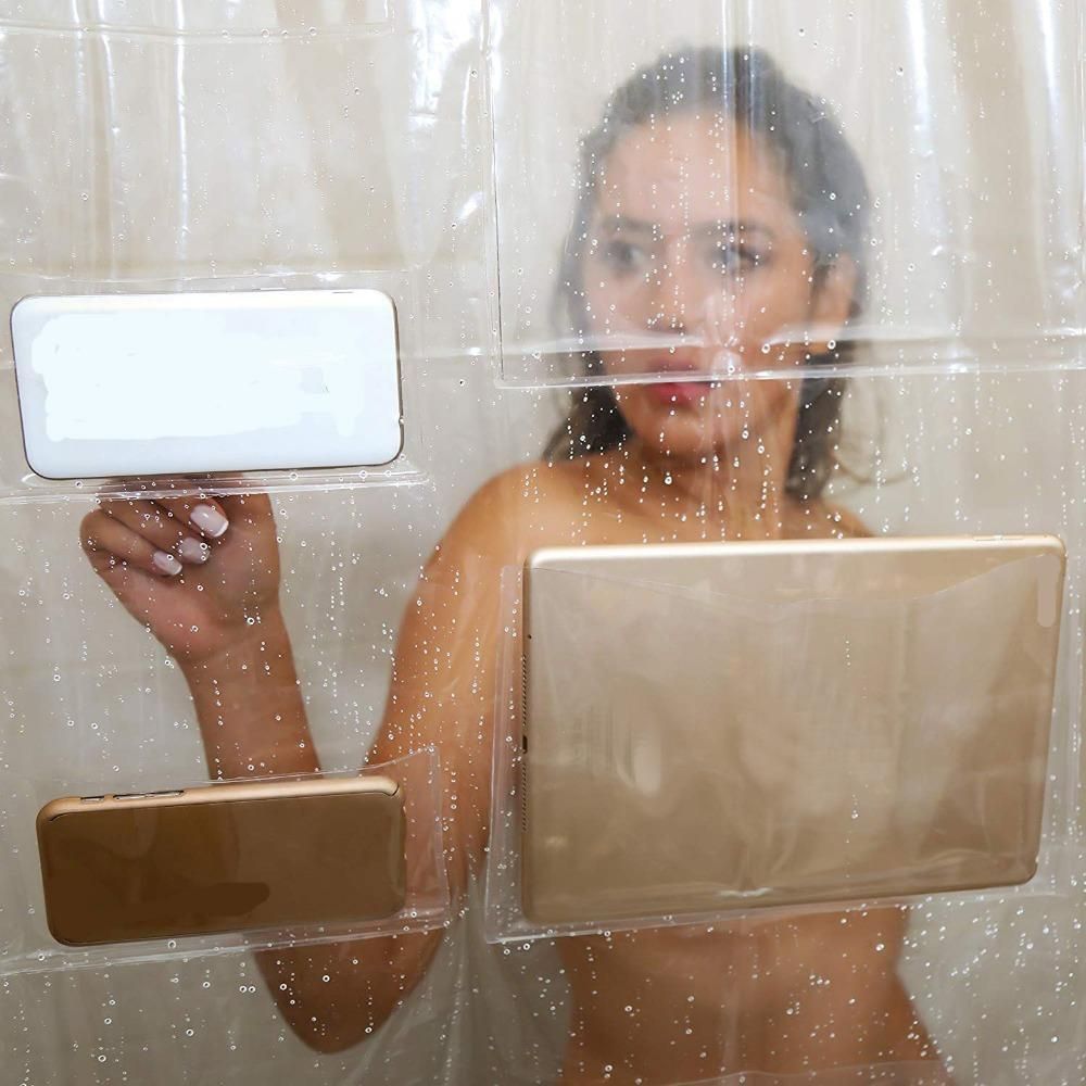 Curtain for Bathroom Shower Plastic Eva Transparent White