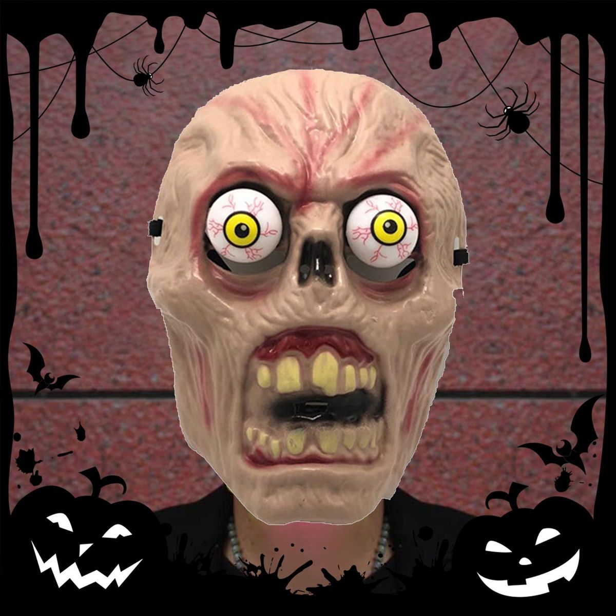 Spooky Halloween Face Mask Zombie Headgear with Realistic Bulging Eyes