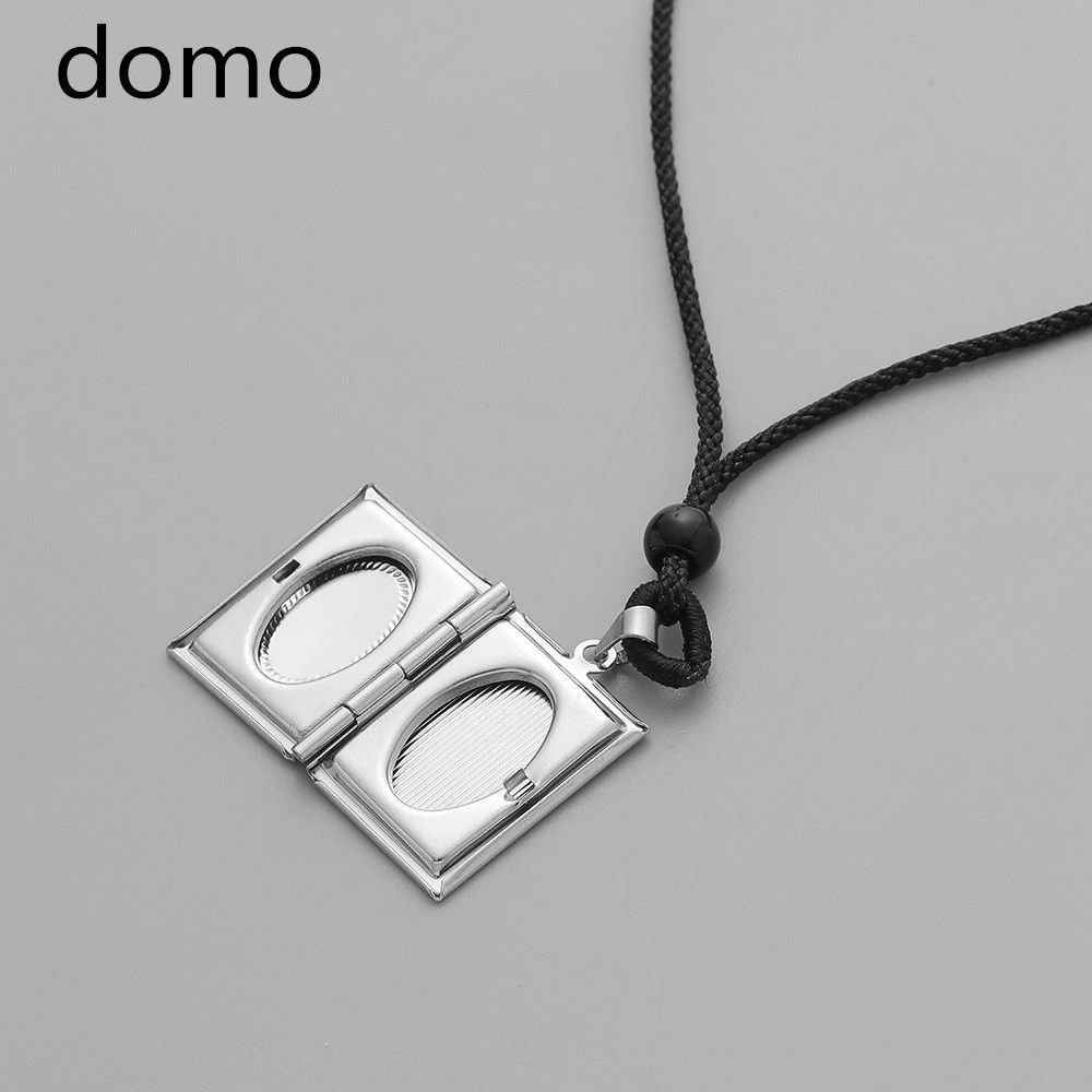 Openable Photo Box Pendant Adjustable Wax Rope Men's Necklace Accessories
