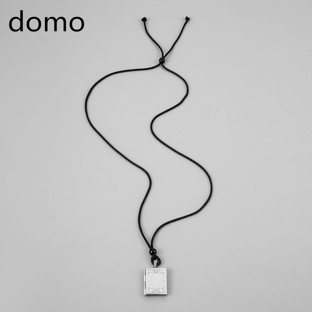 Openable Photo Box Pendant Adjustable Wax Rope Men's Necklace Accessories
