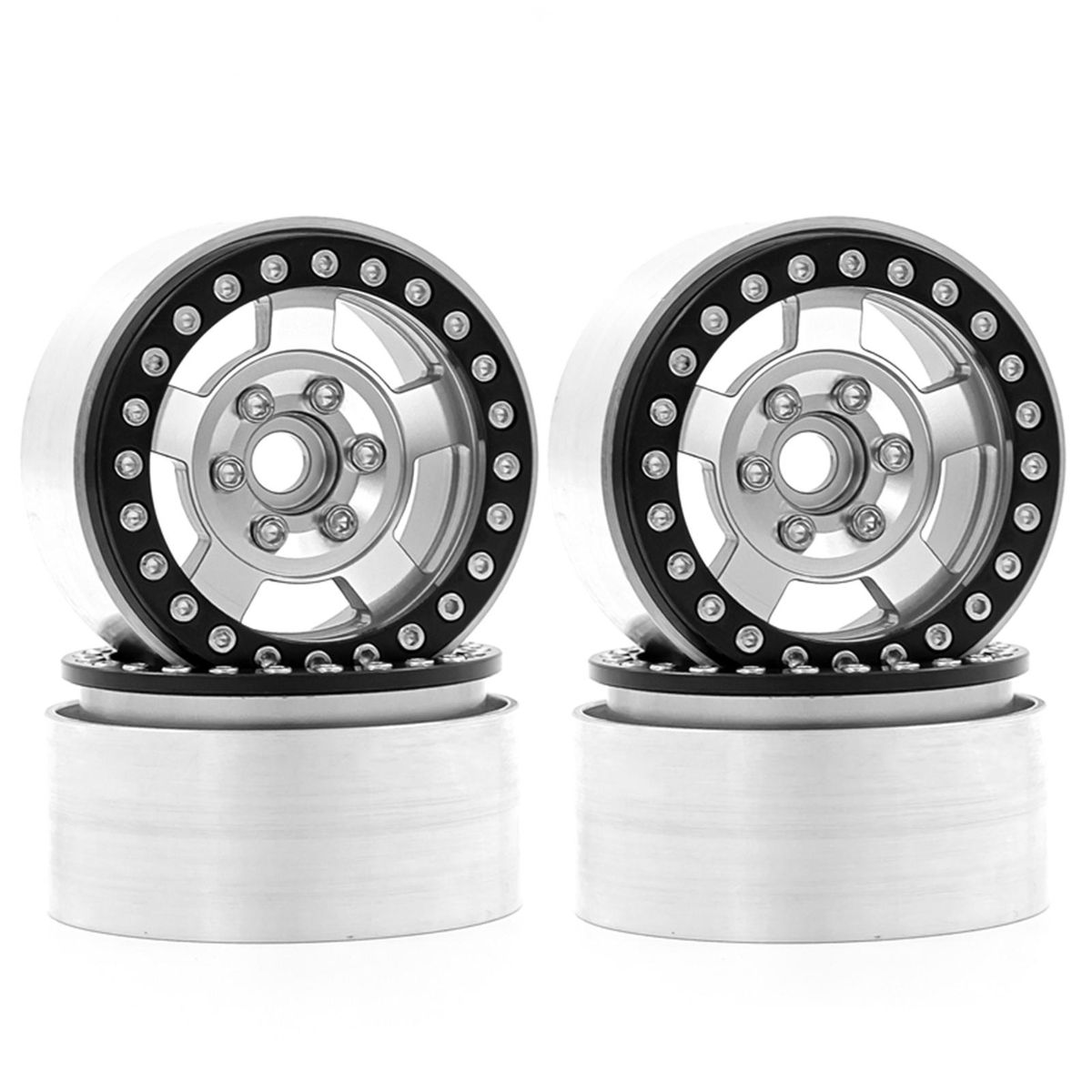 Aluminum Alloy Wheel Rim Beadlock Wheel Rims Hub 4pcs Replacement for 1/10 TRX4 Axial SCX10 90046 SCX10 III AXI03007 AXI03003 RC Car