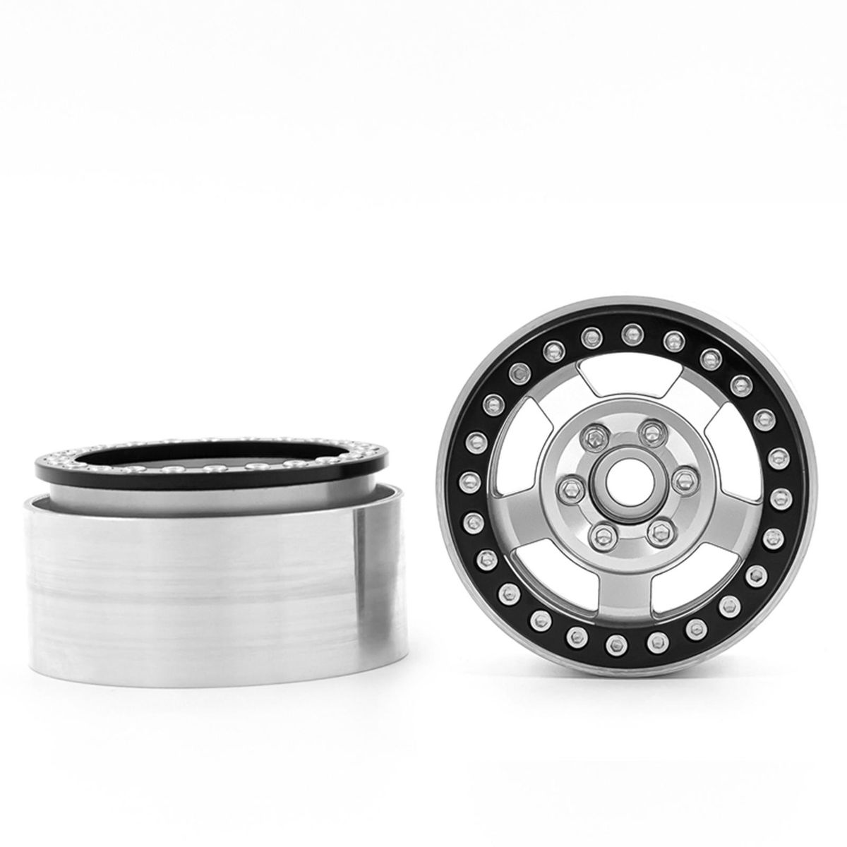 Aluminum Alloy Wheel Rim Beadlock Wheel Rims Hub 4pcs Replacement for 1/10 TRX4 Axial SCX10 90046 SCX10 III AXI03007 AXI03003 RC Car