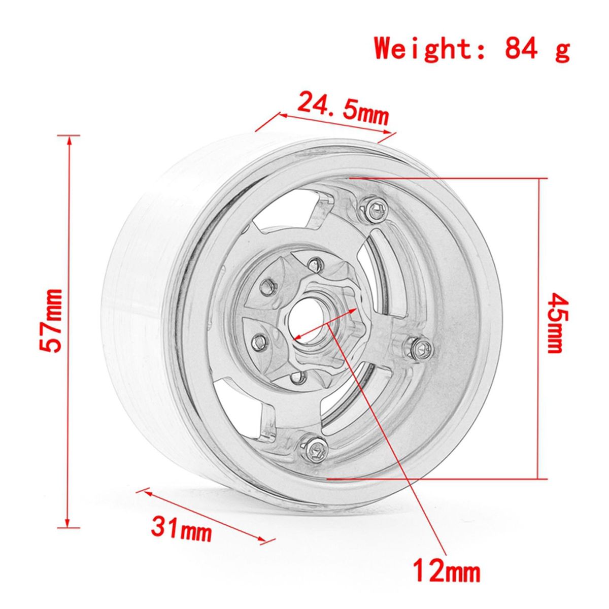 Aluminum Alloy Wheel Rim Beadlock Wheel Rims Hub 4pcs Replacement for 1/10 TRX4 Axial SCX10 90046 SCX10 III AXI03007 AXI03003 RC Car