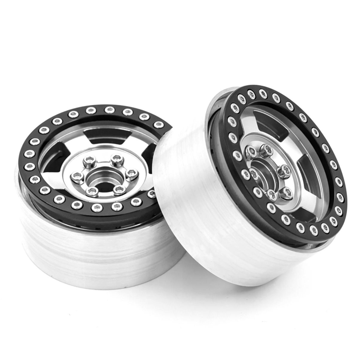 Aluminum Alloy Wheel Rim Beadlock Wheel Rims Hub 4pcs Replacement for 1/10 TRX4 Axial SCX10 90046 SCX10 III AXI03007 AXI03003 RC Car