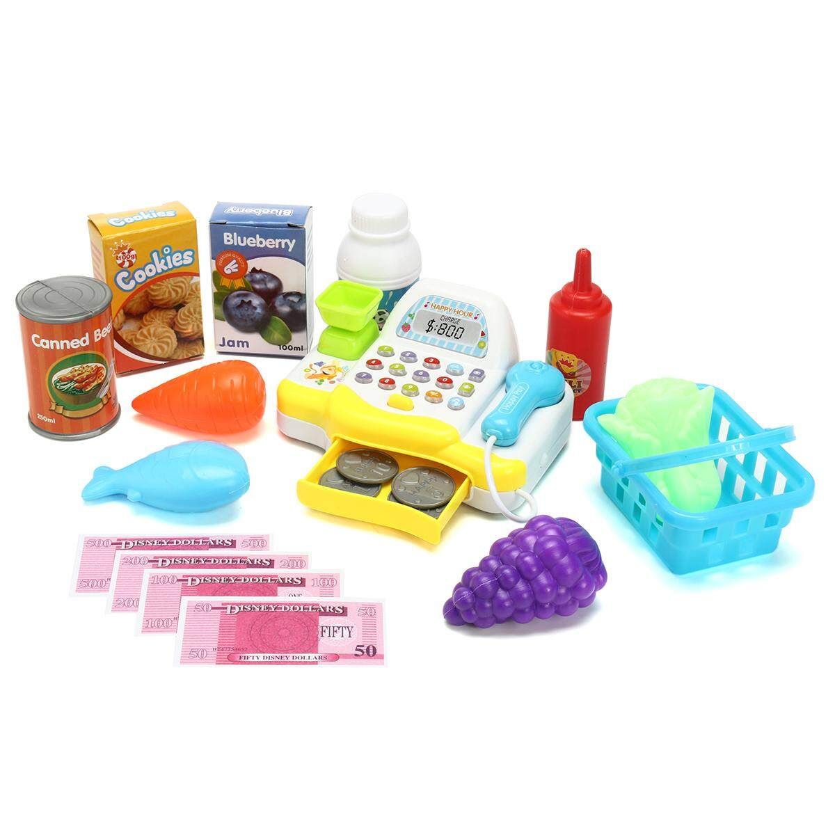 Supermarket Till Kids Cash Register Toy Gift Set Child Girl Shop Role Play Pink