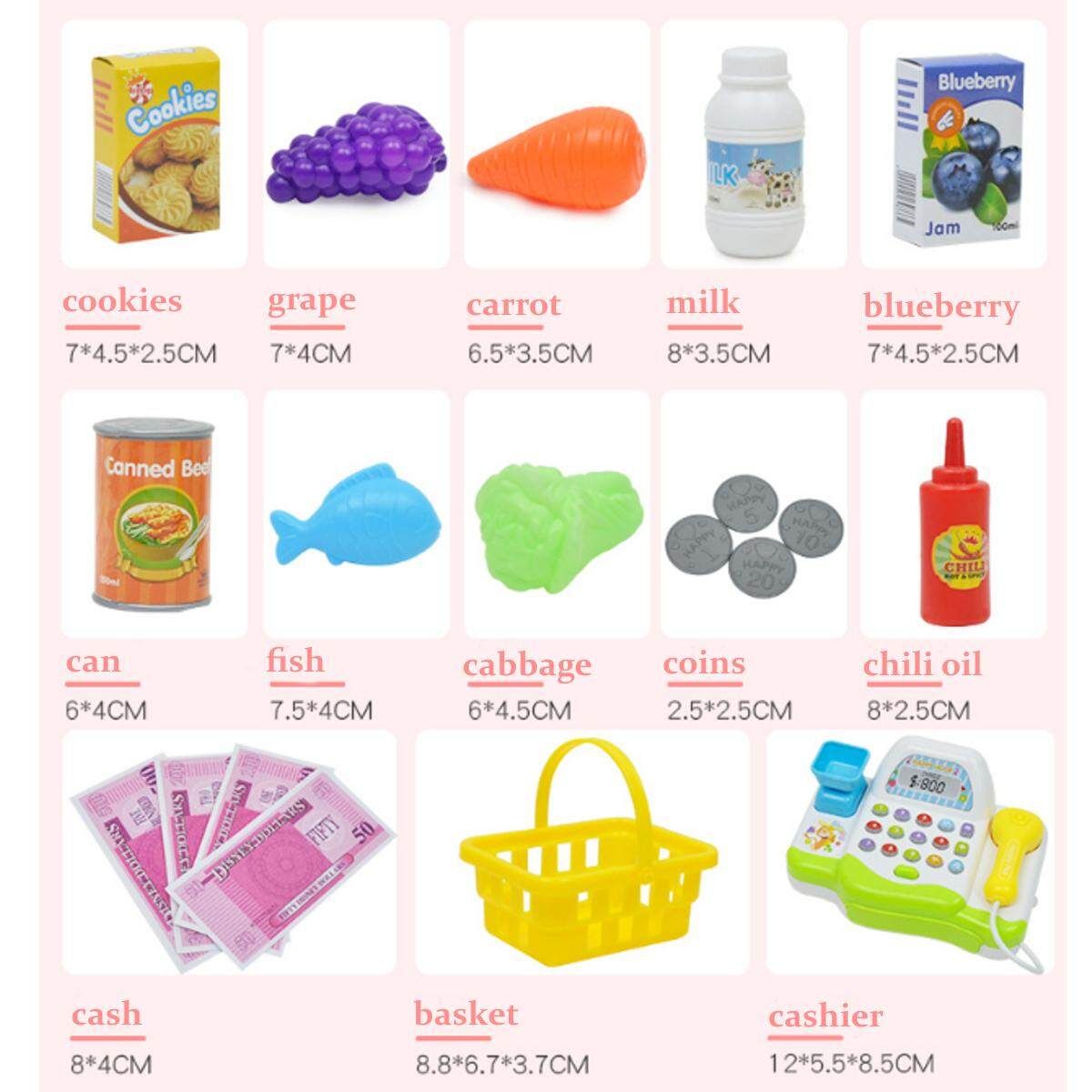 Supermarket Till Kids Cash Register Toy Gift Set Child Girl Shop Role Play Pink
