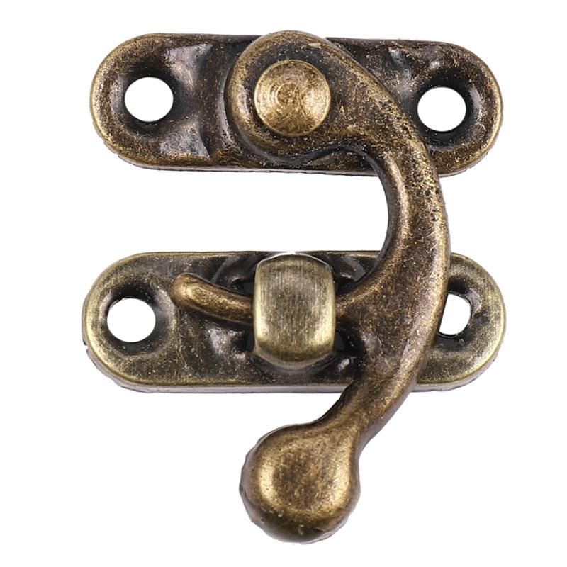 100PCS Vintage Metal Hardware Furniture Wooden Box Leather Bag Hardware Decorative Latch Clasps Lock Padlock Hasp with Screws