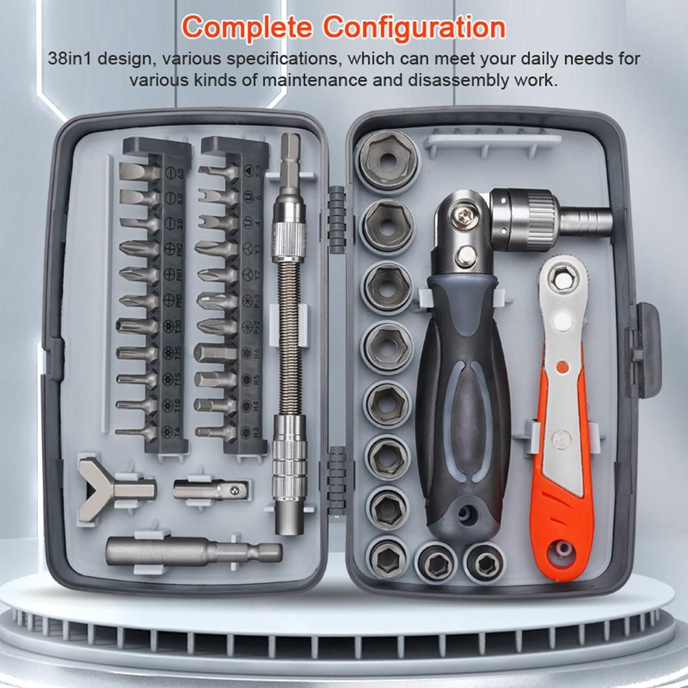 38in1 Multifunctional Ratchet Wrench Screwdriver Set Practical Motorcycle Bicycle Bathroom Air Conditioner Auto Repairs Maintenance Tool Set Household Hardware Combination Tool Set