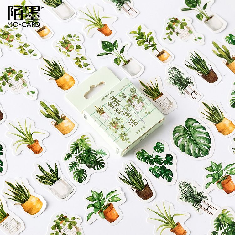 45 Pcs/pack Green Potted Plant Decorative Washi St