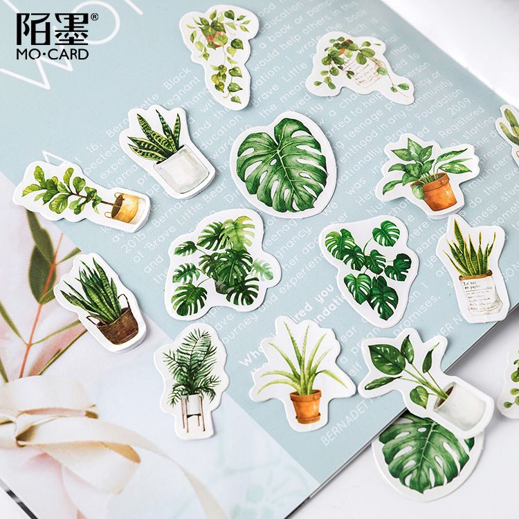 45 Pcs/pack Green Potted Plant Decorative Washi St