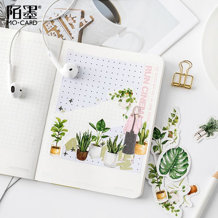 45 Pcs/pack Green Potted Plant Decorative Washi St
