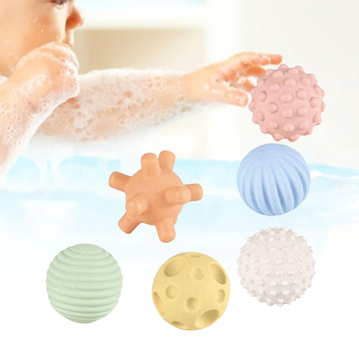 6 Pieces Soft Sensory Toy Balls Baby Bath Toy For  6 To 12