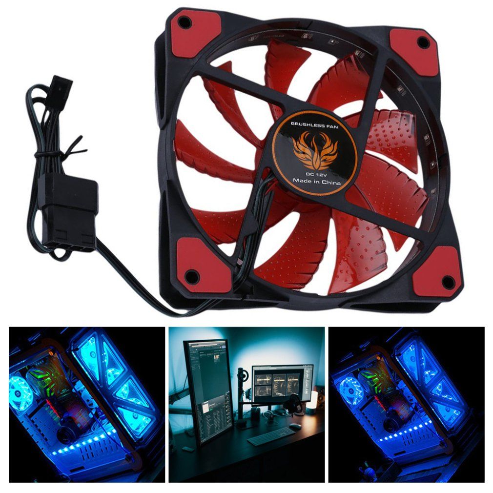 OR 120mm LED Ultra Silent Computer PC Case Fan 15 LEDs 12V Easy Installed Black