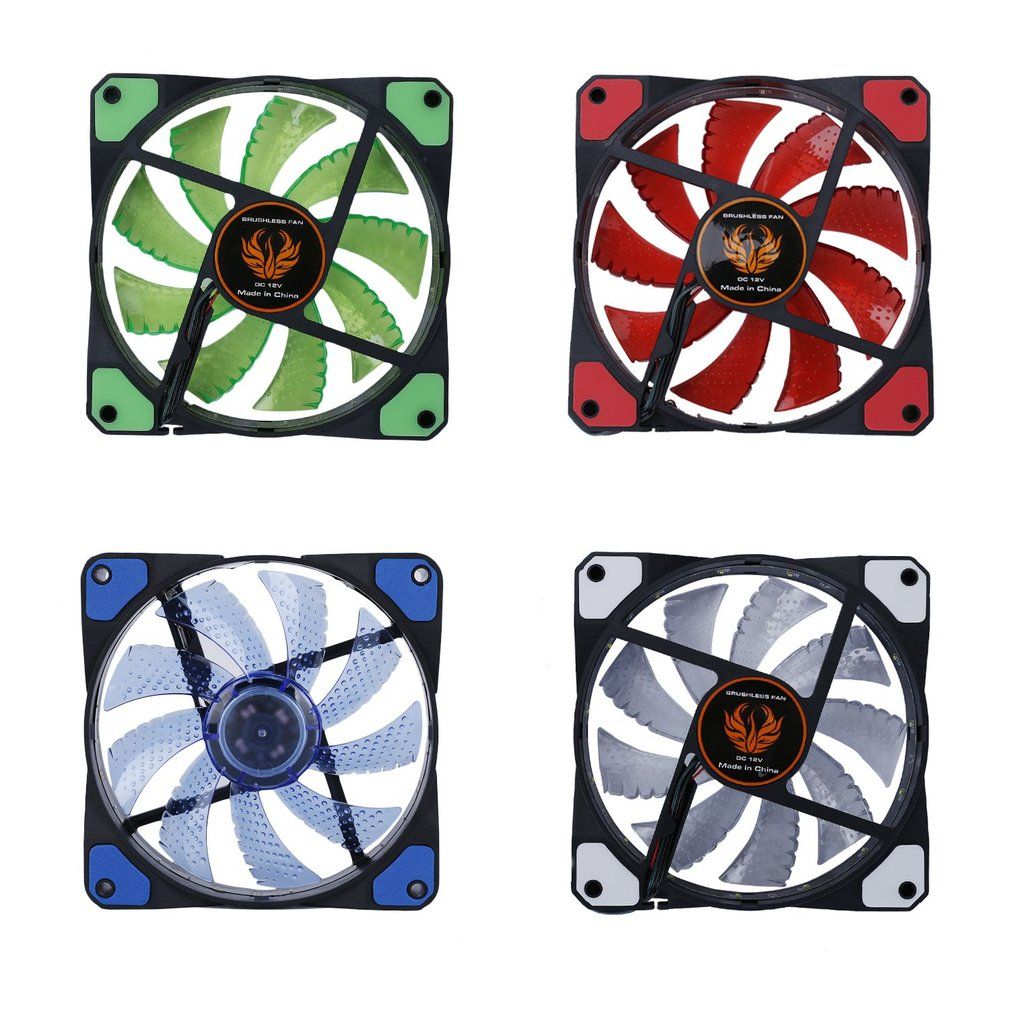 OR 120mm LED Ultra Silent Computer PC Case Fan 15 LEDs 12V Easy Installed Black