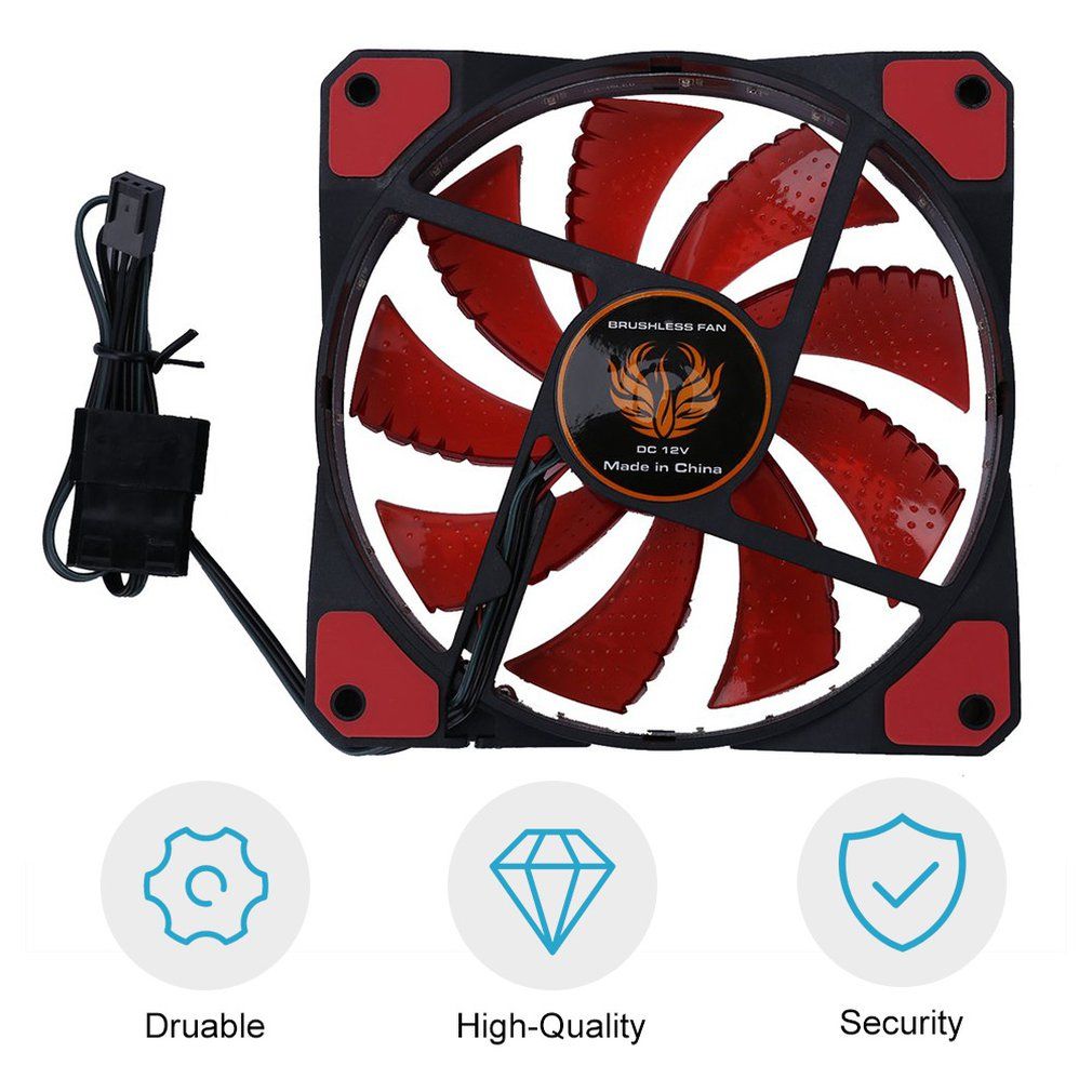 OR 120mm LED Ultra Silent Computer PC Case Fan 15 LEDs 12V Easy Installed Black