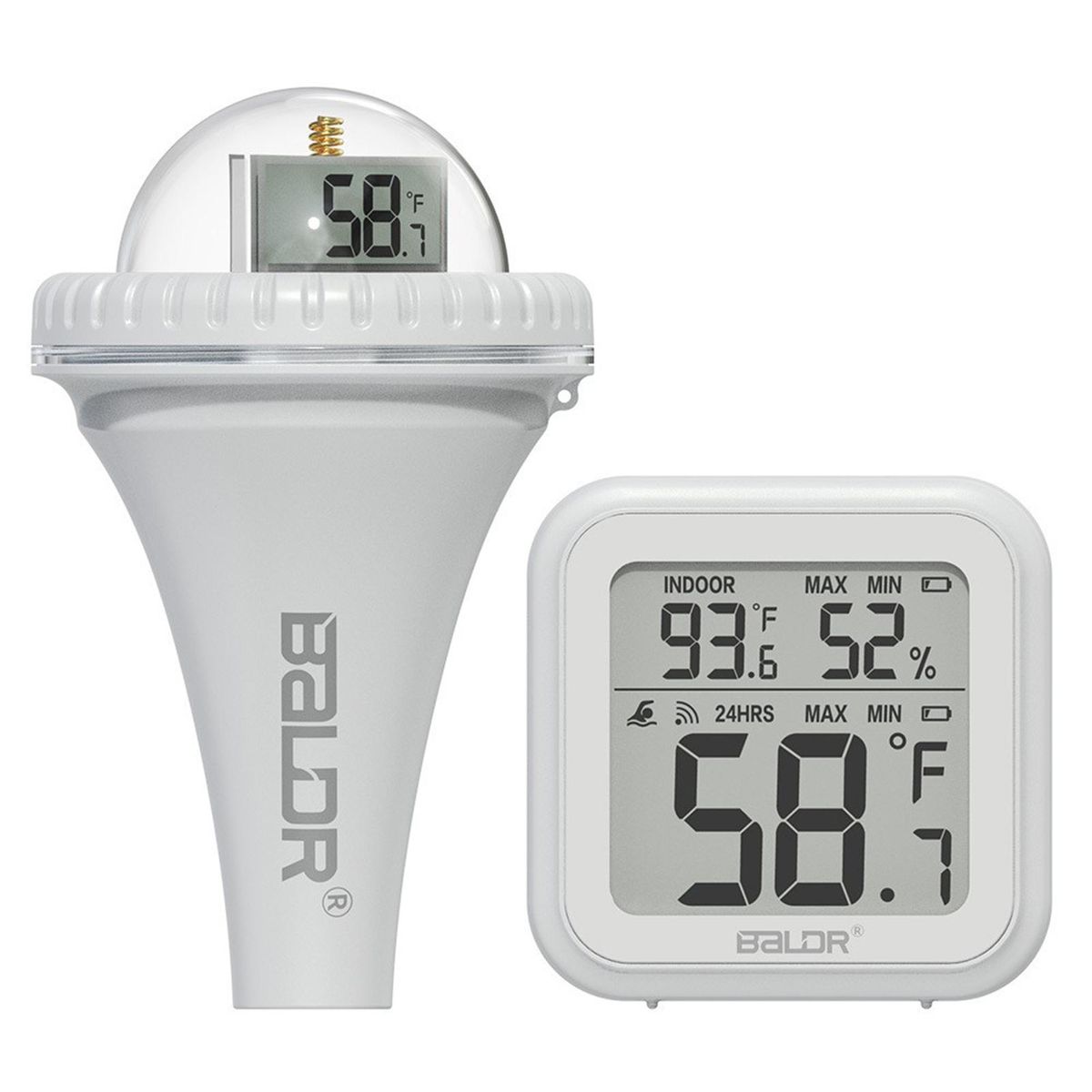Pool Thermometer, Wireless Pool Thermometer Floating Easy Read, Pool Thermometer for Swimming Pool Hot Tubs Pond Test Kits & Thermometers LCD Screen 360 Degree Visibility White Not included Batteries