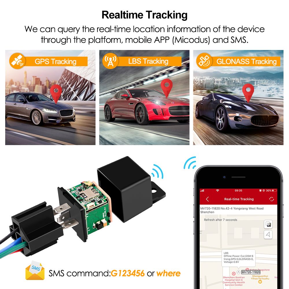 Latest Version MV720 Relay GPS Tracker Remote Control