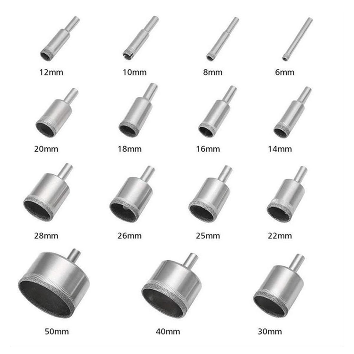 15Pcs Diamond Drill Bits for Glass Ceramic Tile Porcelain Hole Maker Saw Cutting