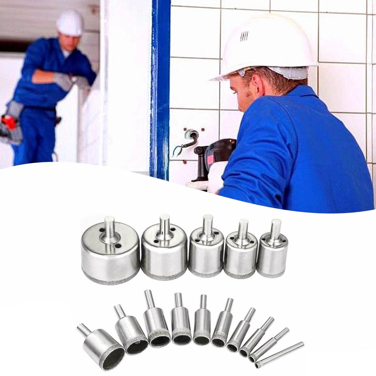 15Pcs Diamond Drill Bits for Glass Ceramic Tile Porcelain Hole Maker Saw Cutting