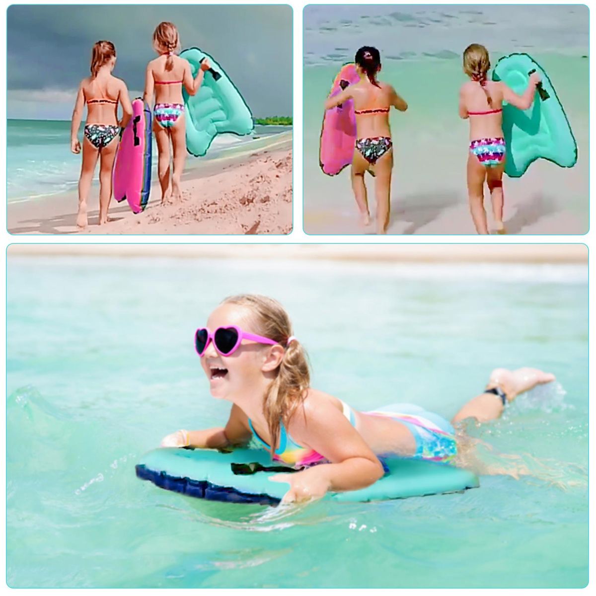 Inflatable Surfboard with Handles Kids Adults Inflatable Swimming Board for Beach Surfing Swimming Water Sports