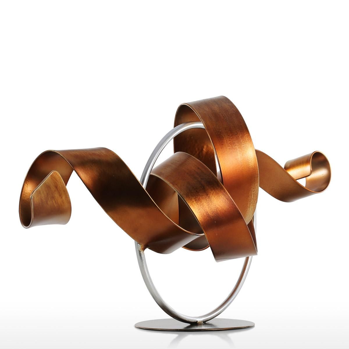 Tooarts Circle and Ribbon Modern Sculpture Abstract Sculpture Metal Sculpture Iron Home Decor Indoor-Outdoor Decor