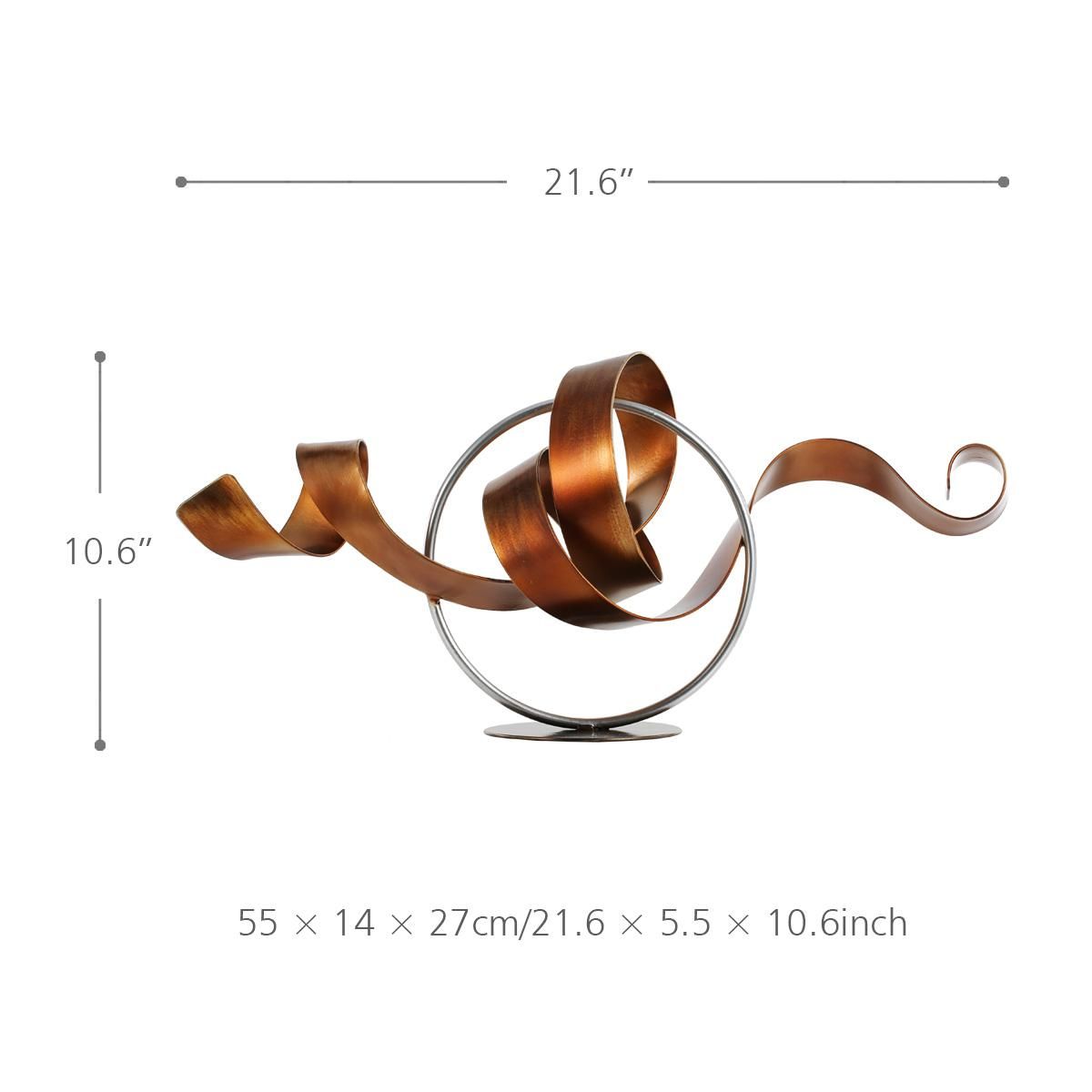 Tooarts Circle and Ribbon Modern Sculpture Abstract Sculpture Metal Sculpture Iron Home Decor Indoor-Outdoor Decor