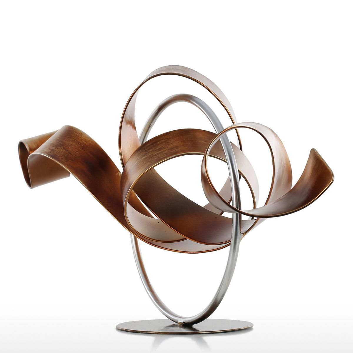 Tooarts Circle and Ribbon Modern Sculpture Abstract Sculpture Metal Sculpture Iron Home Decor Indoor-Outdoor Decor