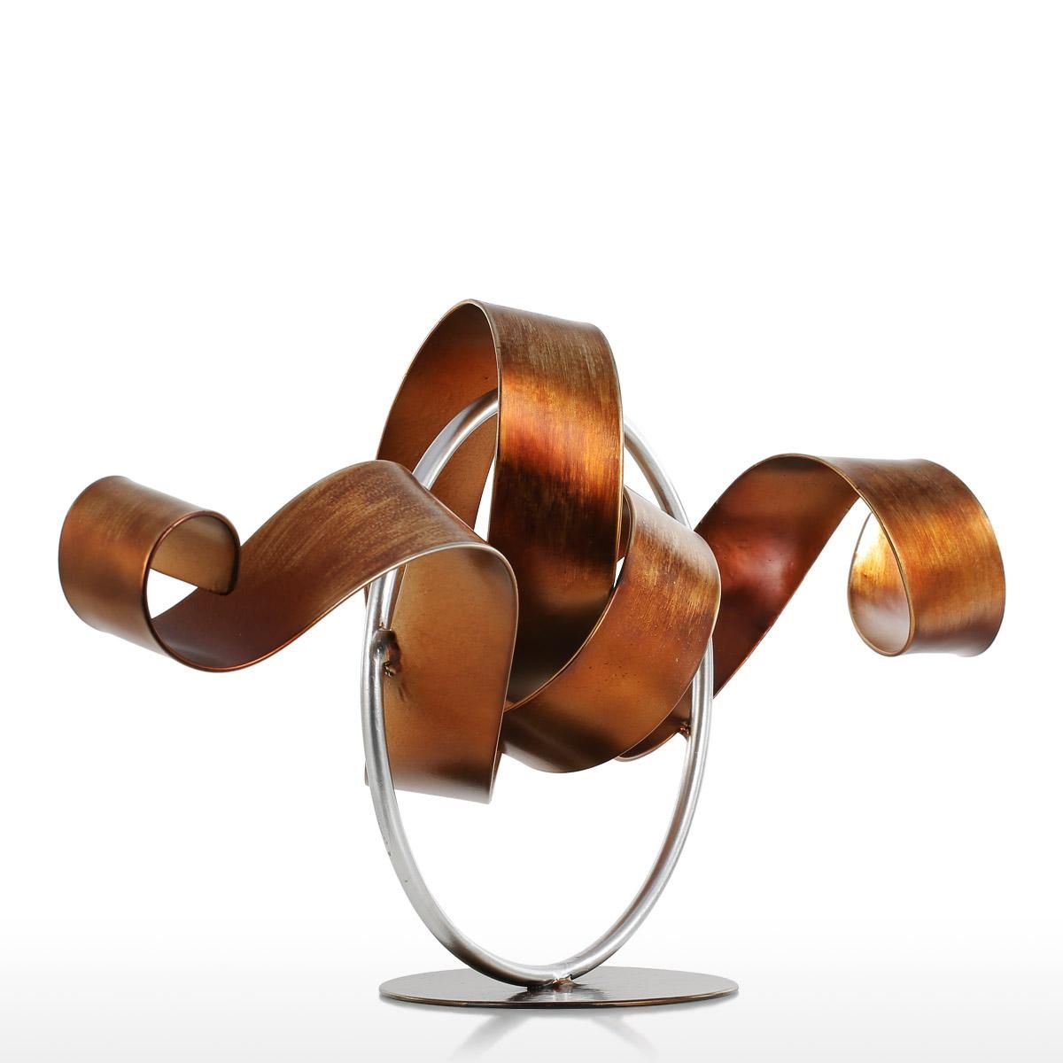 Tooarts Circle and Ribbon Modern Sculpture Abstract Sculpture Metal Sculpture Iron Home Decor Indoor-Outdoor Decor