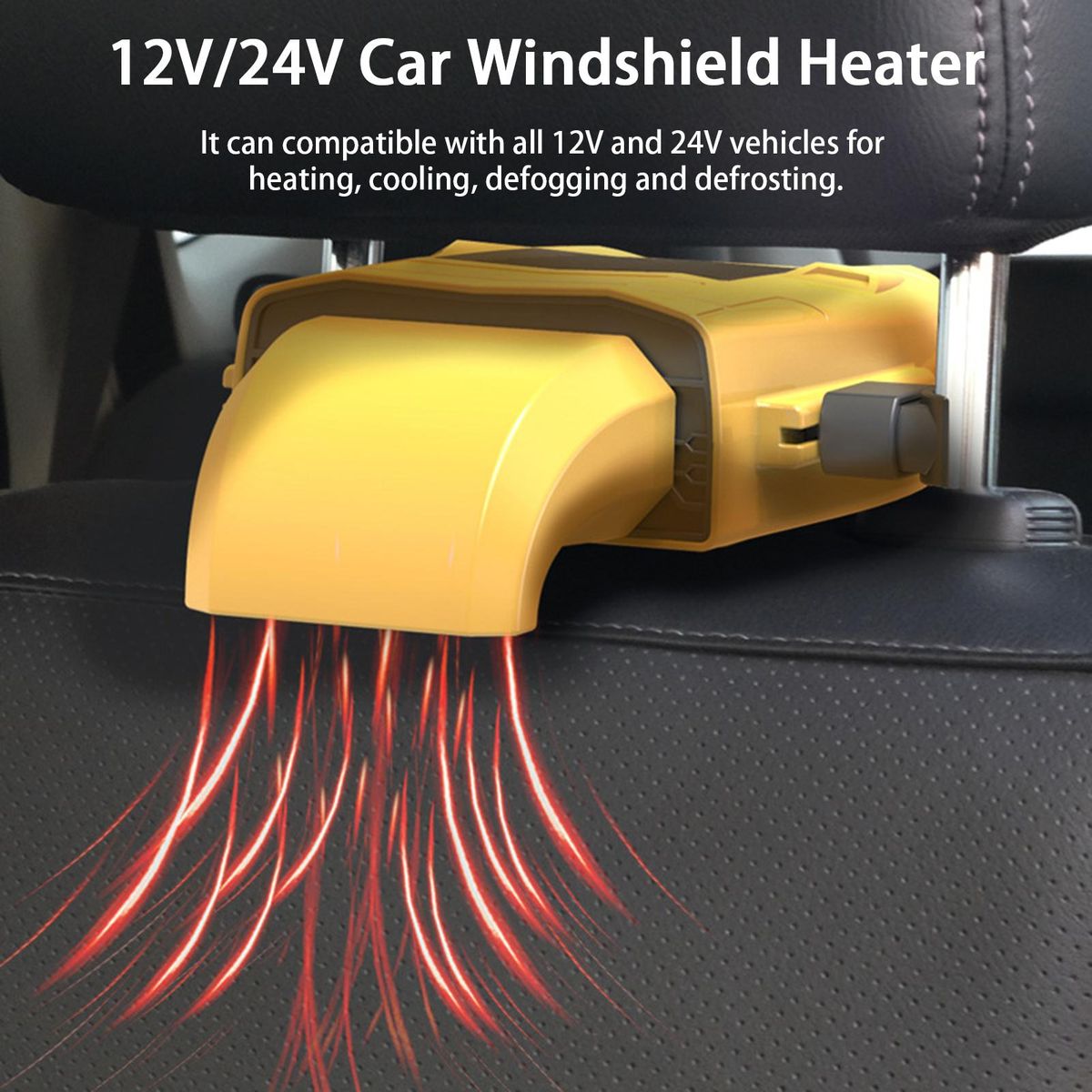 Electric Heating Fan 12V24V Car Windshield Heater Yellow