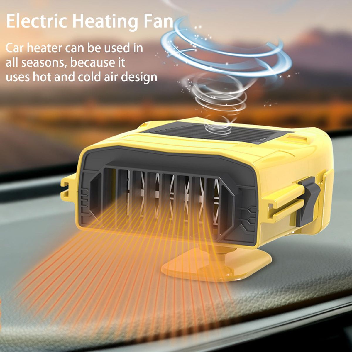 Electric Heating Fan 12V24V Car Windshield Heater Yellow