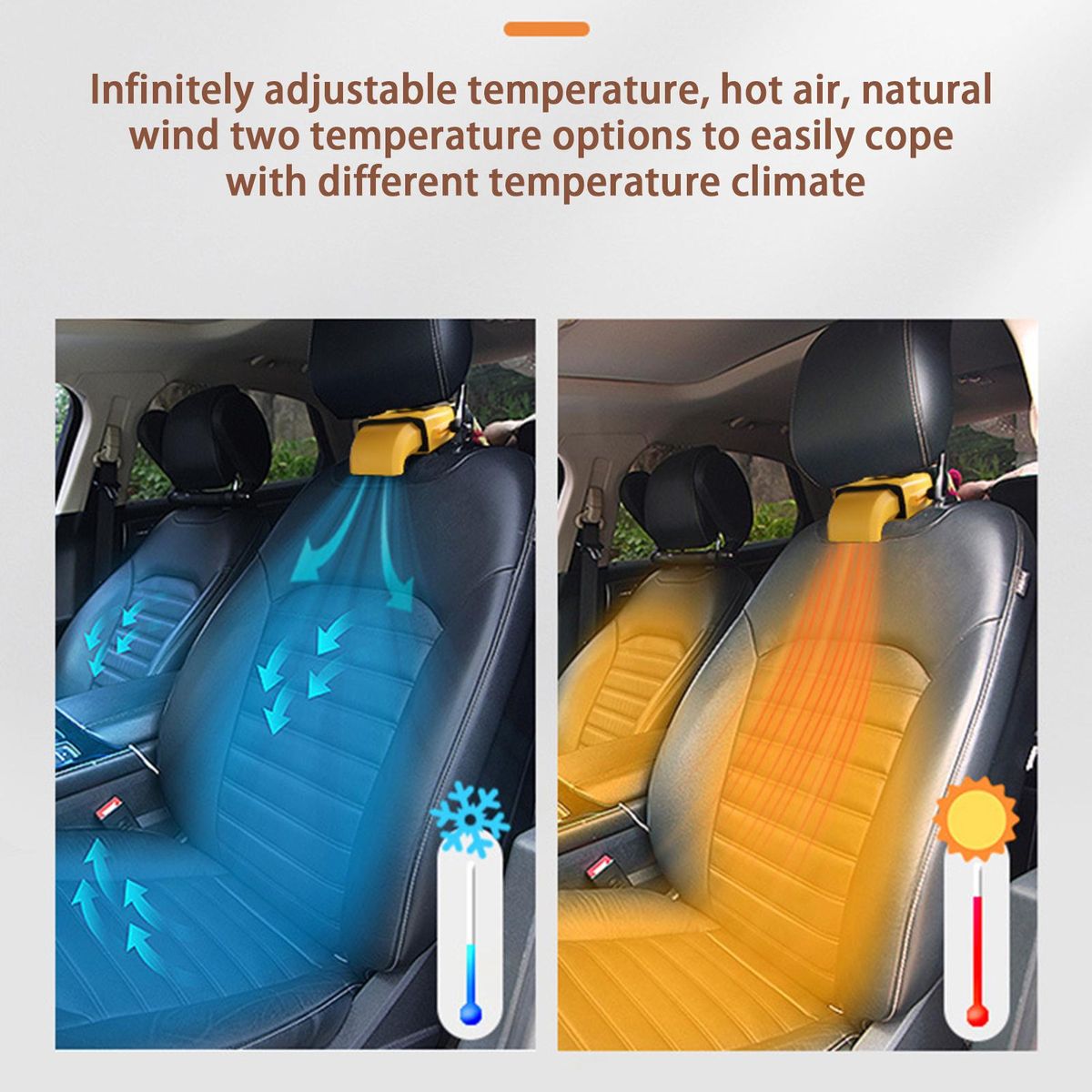Electric Heating Fan 12V24V Car Windshield Heater Yellow