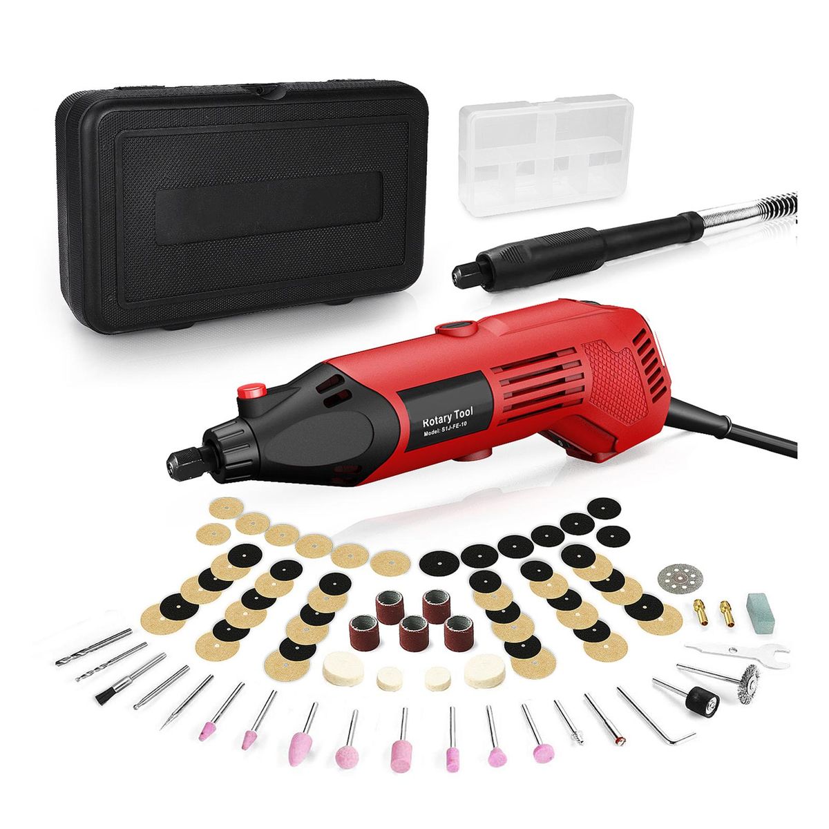 AC Rotary Tool Kit Electric Grinder 6 Variable Speeds 8000-35000RPM 170W for Polishing Carving and Shaping with Carrying Case