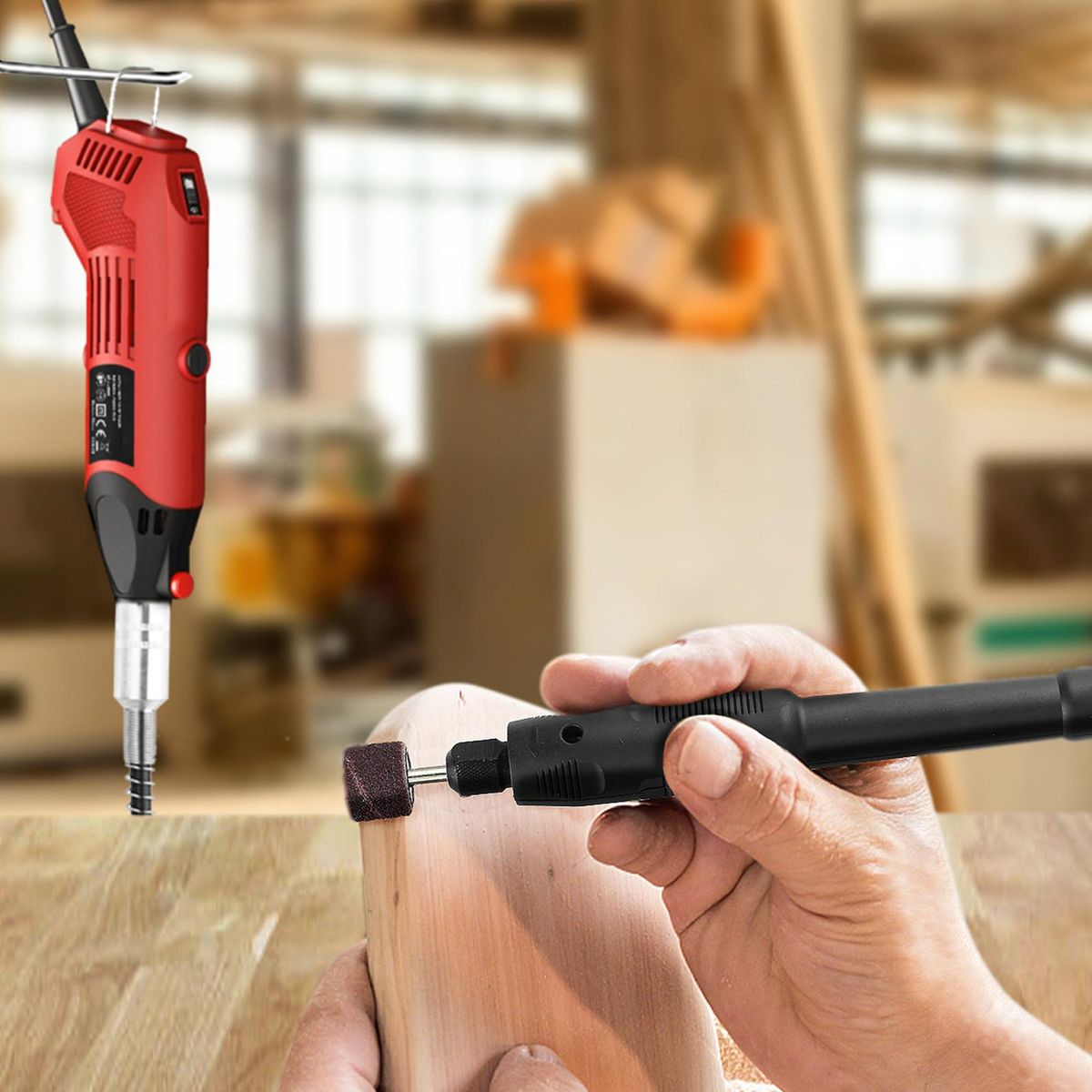 AC Rotary Tool Kit Electric Grinder 6 Variable Speeds 8000-35000RPM 170W for Polishing Carving and Shaping with Carrying Case