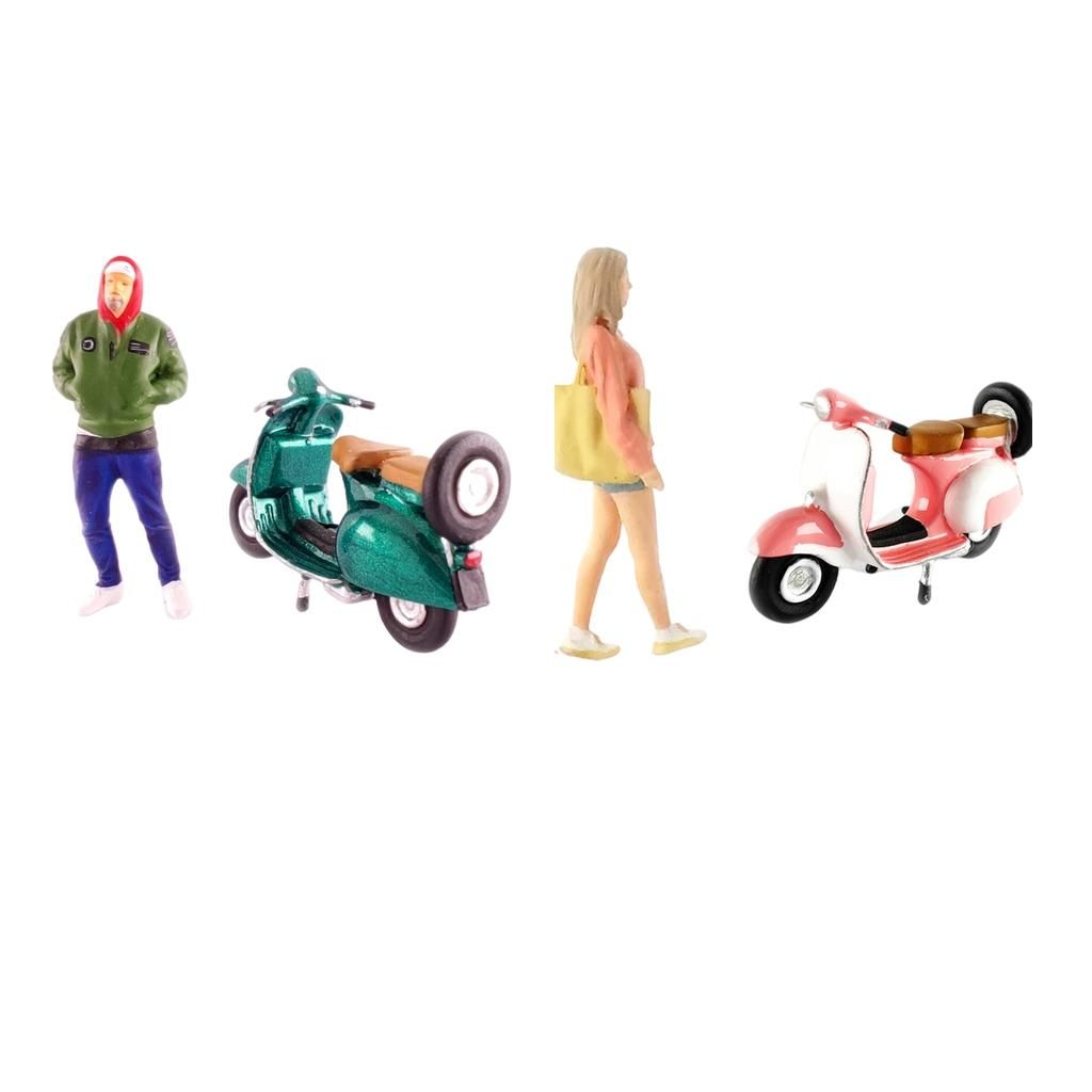 1/64 Figures Motorcycle DIY Building Tiny People Layout
