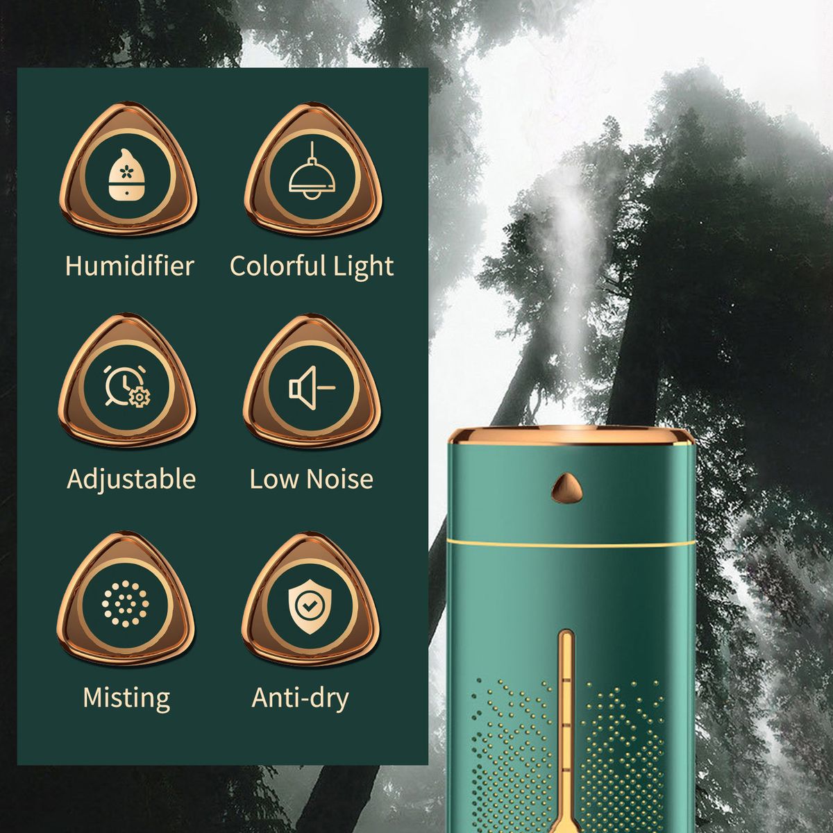 1000mL Mist Humidifier Diffuser With Colorful Night Light