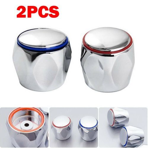 2pcs Cold & Hot Tap Top Head Faucet Cover Handle Chrome Plated Replacement Set Faucet Knob Handle Bathroom Faucet Accessories