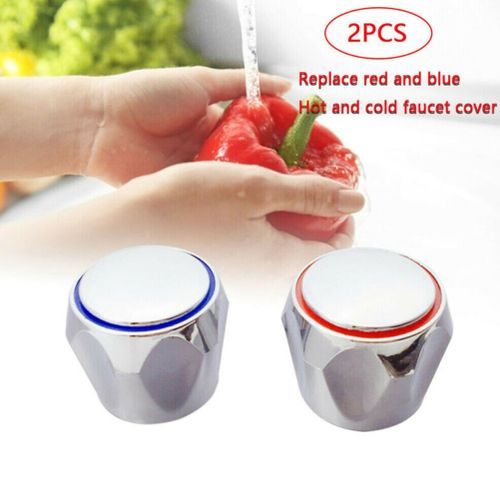 2pcs Cold & Hot Tap Top Head Faucet Cover Handle Chrome Plated Replacement Set Faucet Knob Handle Bathroom Faucet Accessories