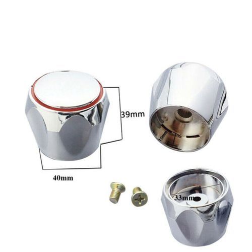 2pcs Cold & Hot Tap Top Head Faucet Cover Handle Chrome Plated Replacement Set Faucet Knob Handle Bathroom Faucet Accessories