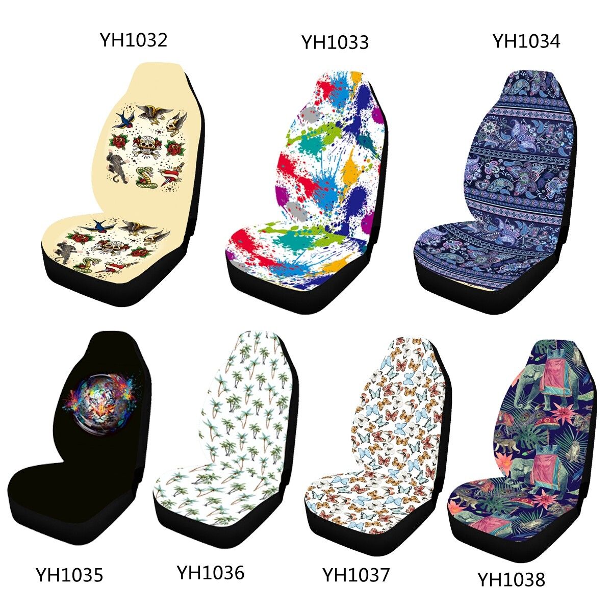 Universal Fit Car Seat Covers Set Of 1 For Fabric Printed Front Seat Cover YH1038