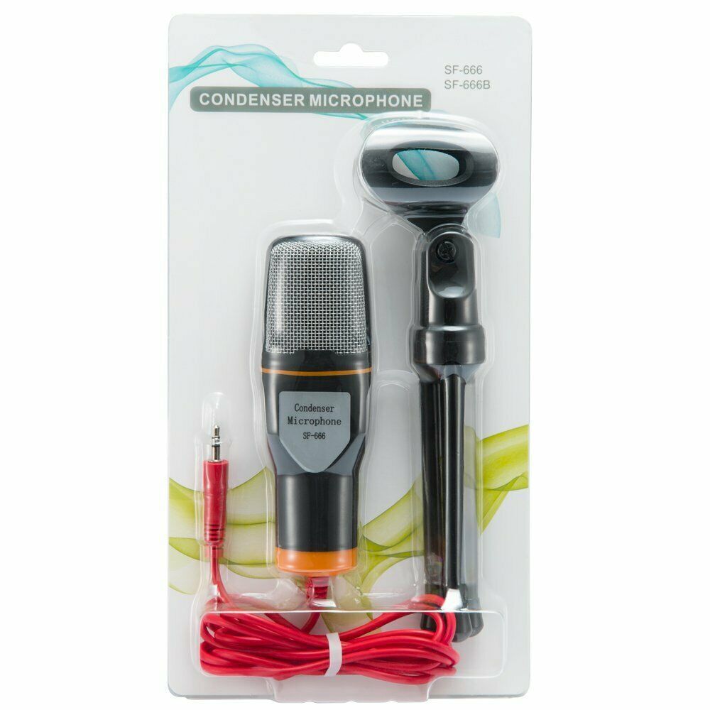 3.5mm Jack Recording Condenser Microphone Desk For PC Laptop