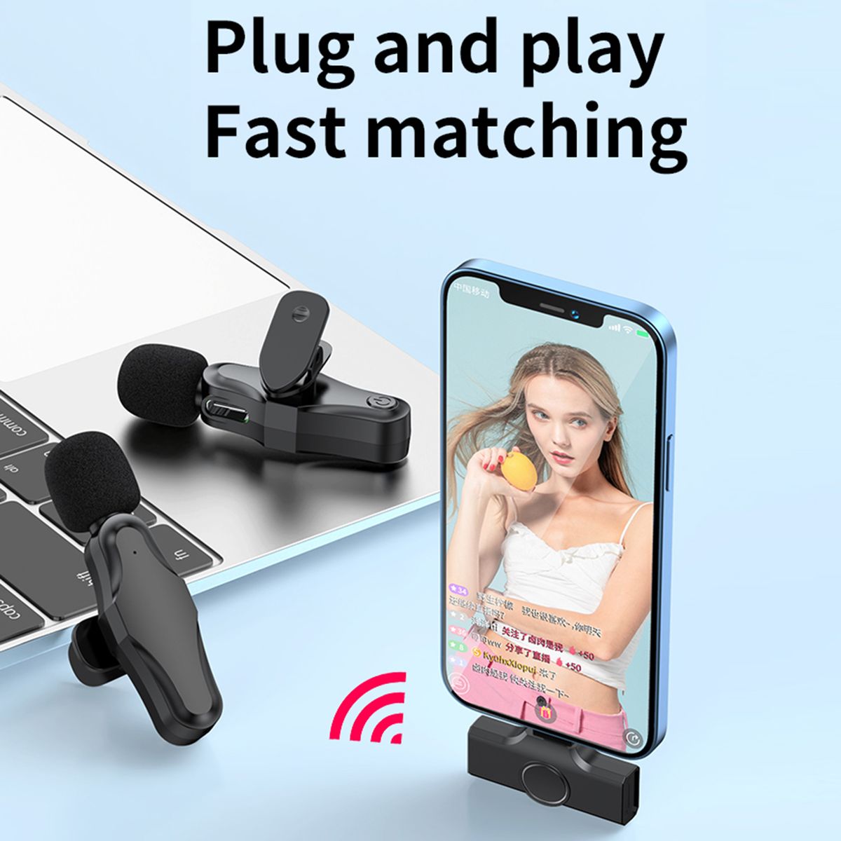 K10 Wireless Lapel Microphone Clip-on Mic Plug & Play